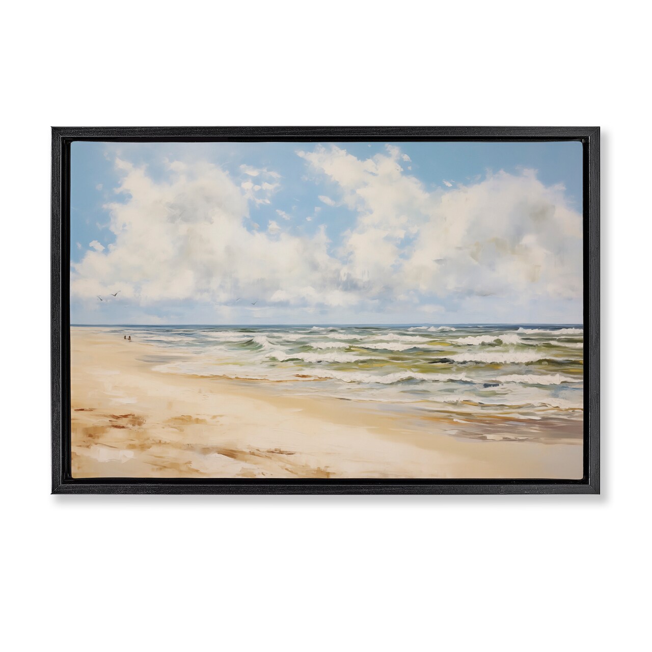 Stupell Industries Cloudy Summer Beach Floater Framed Canvas Wall Art Design by LSR Design Studio